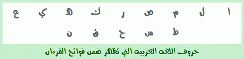 حروف اللغه العربيه التي تظهر ضمن فواتح القرءان